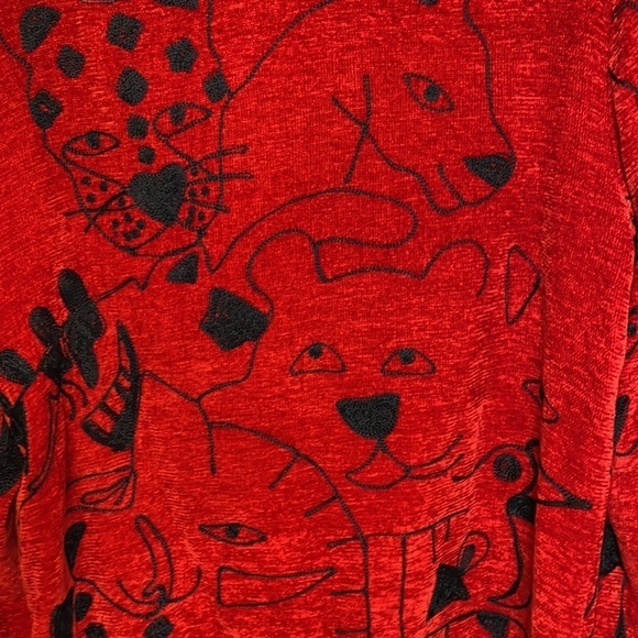 Vintage Allure Cat Dog Picasso Red Black Retro Jacket - Picture 9 of 16